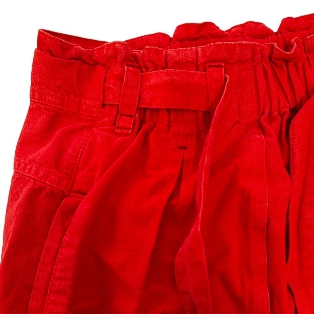 Free People High Rise Drawstring Straight Leg Red Pant - Picture 6 of 9